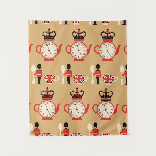 naadloos engels theetijdpatroon wandkleed (Voorkant)