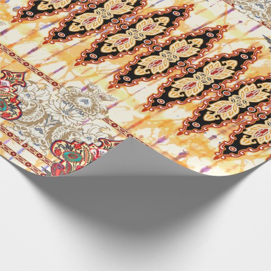 Naadloos etnisch mughaal floreel patroon cadeaupapier (Hoek)