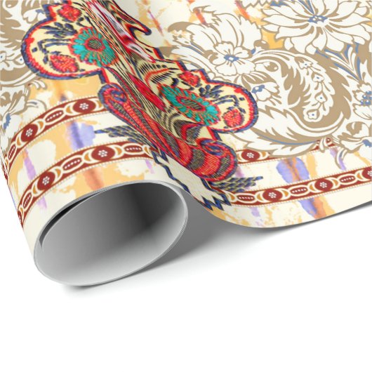 Naadloos etnisch mughaal floreel patroon cadeaupapier (Rol Hoek)