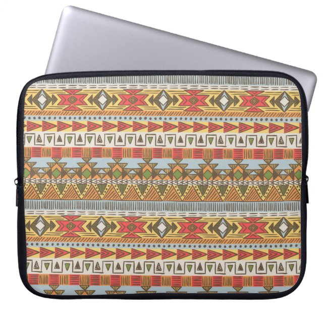 Naadloos etnisch patroon in heldere kleuren laptop sleeve (Voorkant)