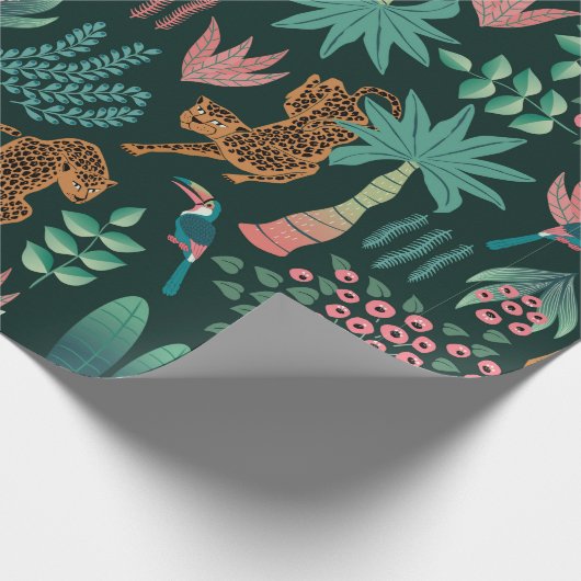 Naadloos exotisch oerwoud patroon cadeaupapier (Hoek)