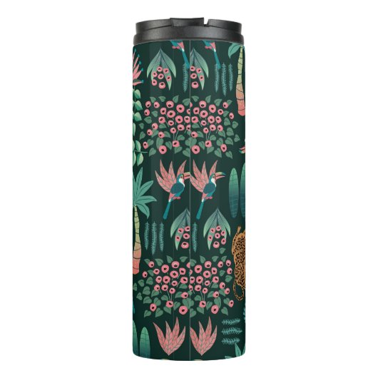 Naadloos exotisch oerwoud patroon thermosbeker (Achterkant)