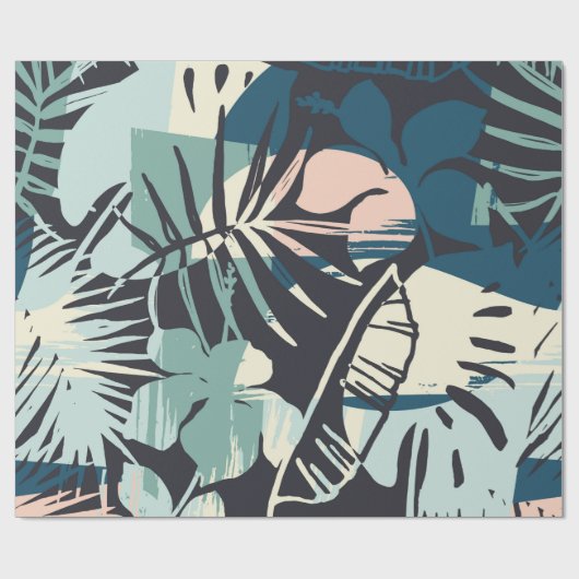 Naadloos exotische patroon met tropische planten e cadeaupapier (Vlak)