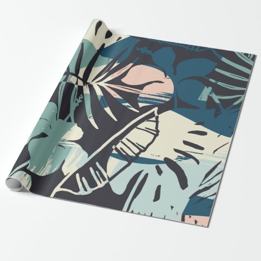 Naadloos exotische patroon met tropische planten e cadeaupapier (Uitgerold)