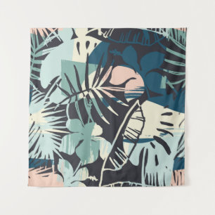 Naadloos exotische patroon met tropische planten e wandkleed