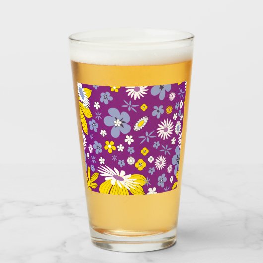 Naadloos Floral Pattern Glas (Voorkant gevuld)