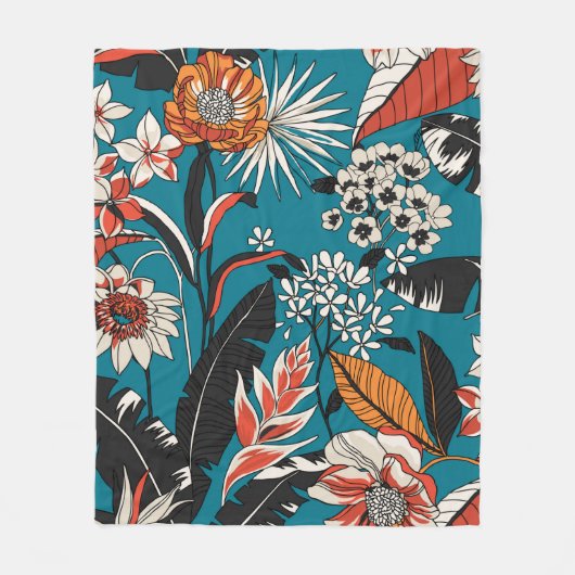 Naadloos Floral Pattern in Fleece Deken (Voorkant)