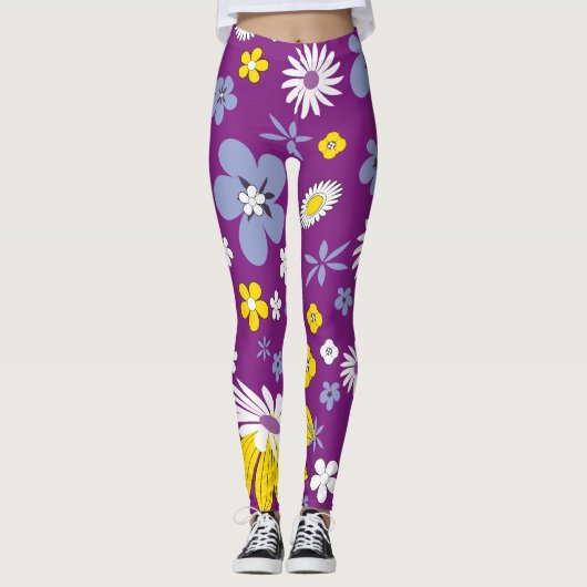 Naadloos Floral Pattern Leggings (Voorkant)