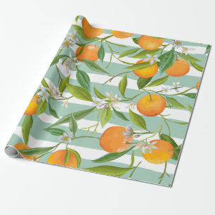 Naadloos Floral Pattern. Oranje Fruits Achtergrond Cadeaupapier