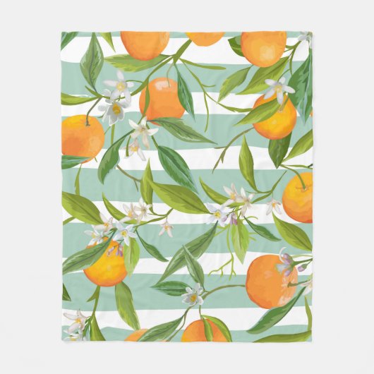 Naadloos Floral Pattern. Oranje Fruits Achtergrond Fleece Deken (Voorkant)