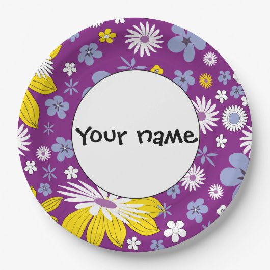 Naadloos Floral Pattern Papieren Bordje (Voorkant)
