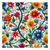 Naadloos Floral Pattern Perfect Poster (Voorkant)