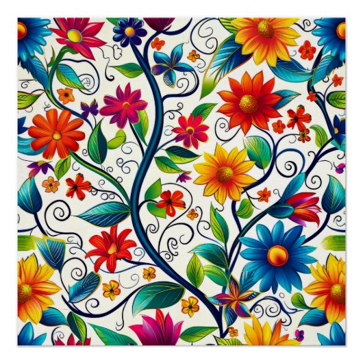 Naadloos Floral Pattern Perfect Poster (Voorkant)
