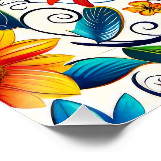 Naadloos Floral Pattern Perfect Poster (Hoek)