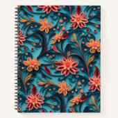 Naadloos floreel papieren patroon Spiral Notitiebo Notitieboek (Voorkant)