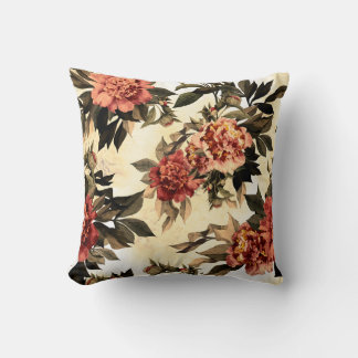 Naadloos floreel patroon met rode en oranje rozen kussen