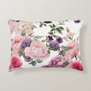 Naadloos floreel patroon met rozen, waterverf. accent kussen