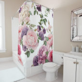 Naadloos floreel patroon met rozen, waterverf. douchegordijn (In situ)