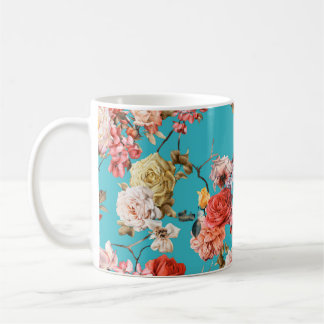 Naadloos floreel patroon met rozen, waterverf. fl koffiemok