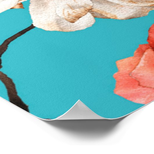 Naadloos floreel patroon met rozen, waterverf. fl poster (Hoek)