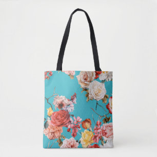 Naadloos floreel patroon met rozen, waterverf. fl tote bag