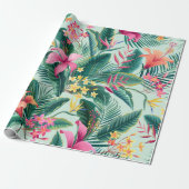 naadloos floreel tropisch patroon met hibiscus en cadeaupapier (Uitgerold)