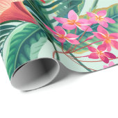 naadloos floreel tropisch patroon met hibiscus en cadeaupapier (Rol Hoek)