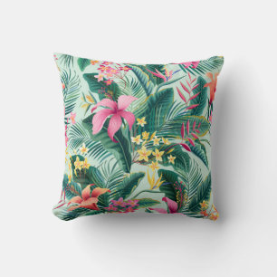 naadloos floreel tropisch patroon met hibiscus en kussen