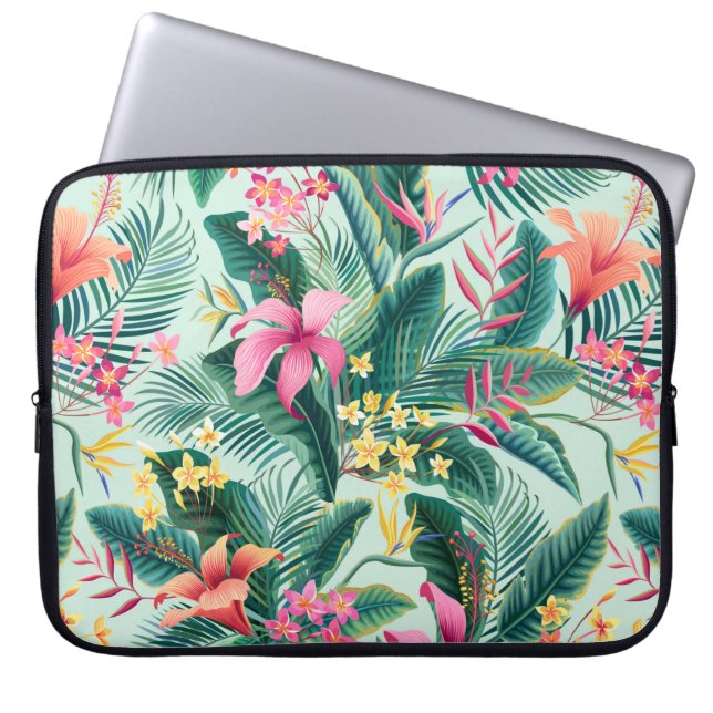 naadloos floreel tropisch patroon met hibiscus en laptop sleeve (Voorkant)