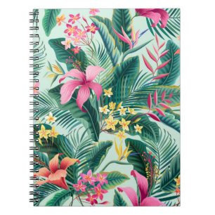 naadloos floreel tropisch patroon met hibiscus en notitieboek
