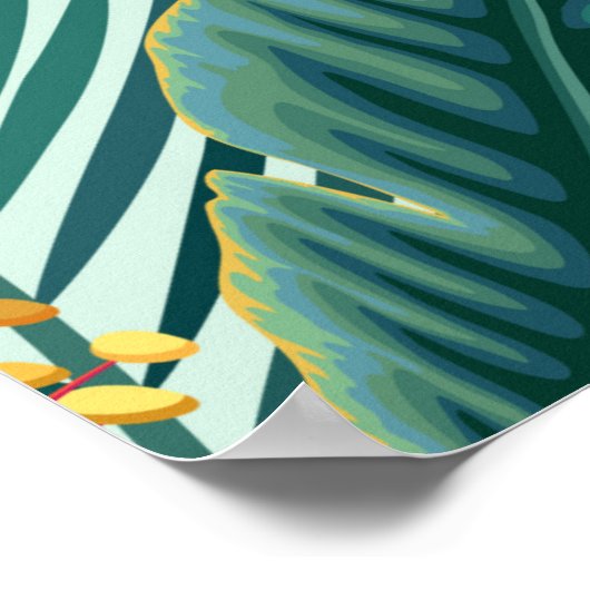 naadloos floreel tropisch patroon met hibiscus en poster (Hoek)