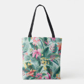 naadloos floreel tropisch patroon met hibiscus en tote bag (Achterkant)