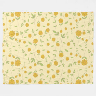Naadloos Geel Zonnebloem Botanisch Patroon Fleece Deken