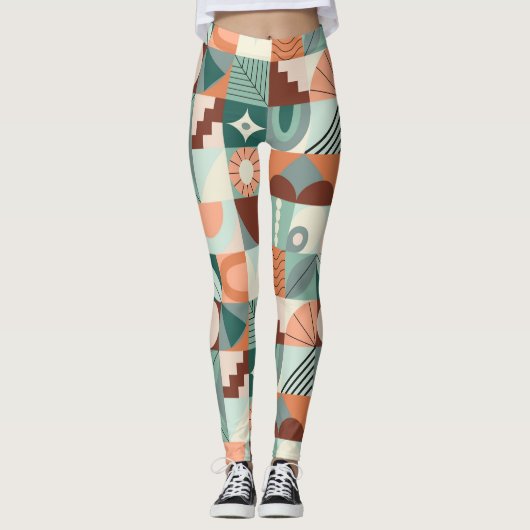 Naadloos geometrisch, abstract mozaïekpatroon. leggings (Voorkant)