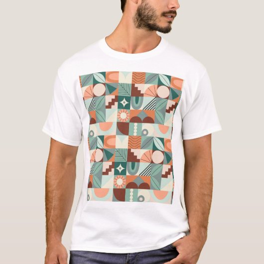 Naadloos geometrisch, abstract mozaïekpatroon. t-shirt (Voorkant)