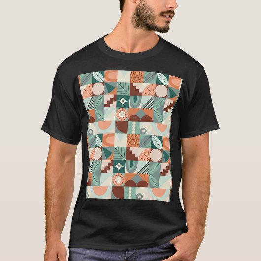 Naadloos geometrisch, abstract mozaïekpatroon. t-shirt (Voorkant)