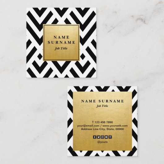 Naadloos Geometrisch B&WPattern Square Visitekaart Vierkante Visitekaartje (Voorkant / Achterkant)