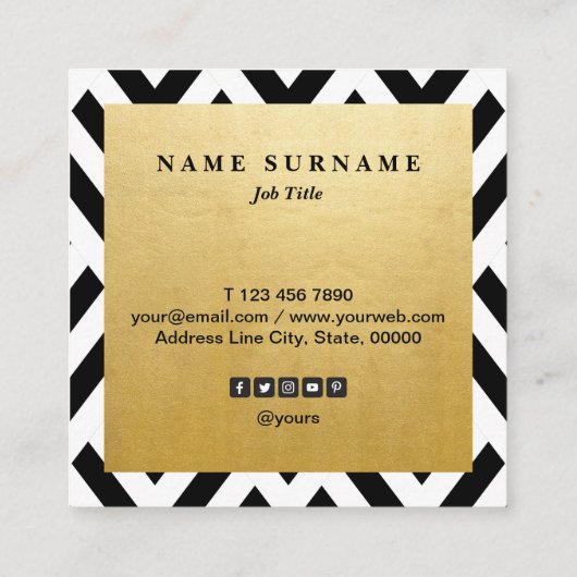 Naadloos Geometrisch B&WPattern Square Visitekaart Vierkante Visitekaartje (Achterkant)