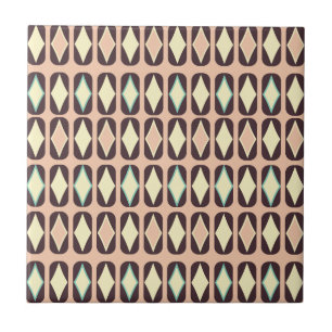Naadloos geometrisch patroon in donkerbruine blad tegeltje