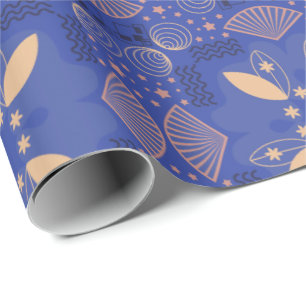 Naadloos geometrisch patroon met blauwe bloemvorme cadeaupapier