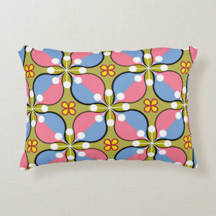 Naadloos geometrisch patroon met bloemen accent kussen