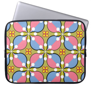 Naadloos geometrisch patroon met bloemen laptop sleeve