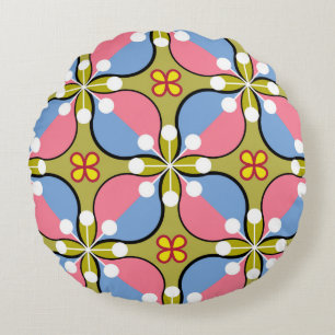 Naadloos geometrisch patroon met bloemen rond kussen