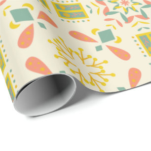Naadloos geometrisch patroon met geel, roze cadeaupapier