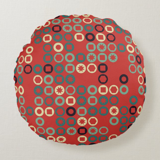 naadloos geometrisch patroon met gekleurde element rond kussen (Voorkant)