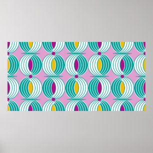 Naadloos geometrisch patroon met golvende lijnen poster