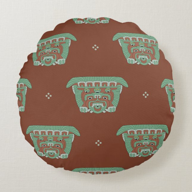 Naadloos geometrisch patroon met stammotief. H Rond Kussen (Voorkant)