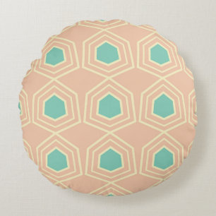 Naadloos geometrisch patroon met turquoise vijfhoe rond kussen