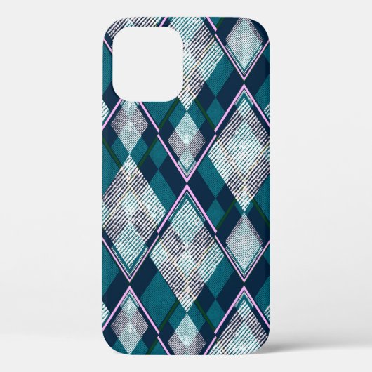 Naadloos geometrisch rhombisch patroon, turquoise Case-Mate iPhone case (Achterkant)