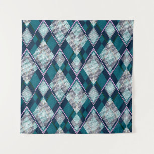 Naadloos geometrisch rhombisch patroon, turquoise  wandkleed